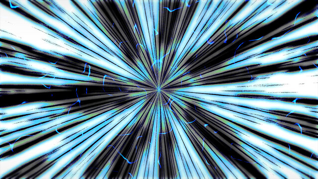 Dynamic radial speed lines emitting glowing blue energy on a dark background. Perfect for anime action scenes, comic book impacts, hyperspace travel, and high-speed technology concepts.