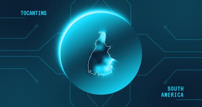 Tocantins Map - Brazil South America technology concept Minimalist Glitch Effect
