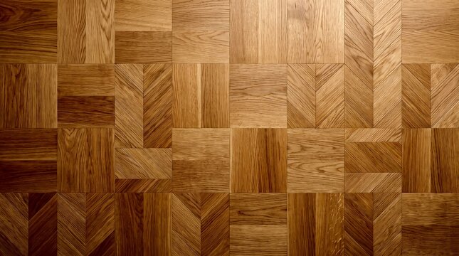 Vintage oak parquet flooring texture, classic wooden block pattern background, warm brown hardwood timber surface for interior design