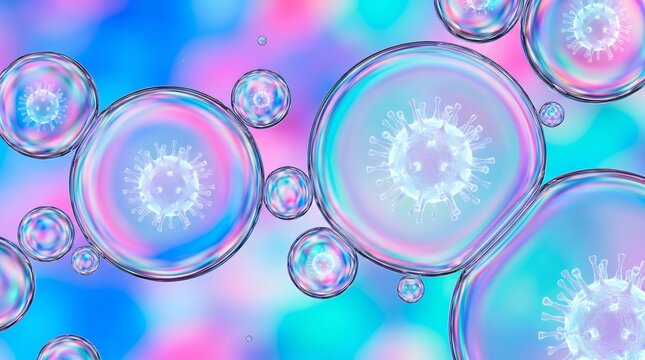 Iridescent Bubbles Containing Virus Cells
