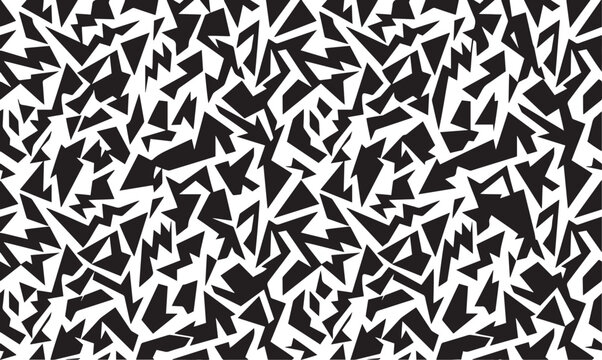 Seamless black and white sharp geometric camo pattern background