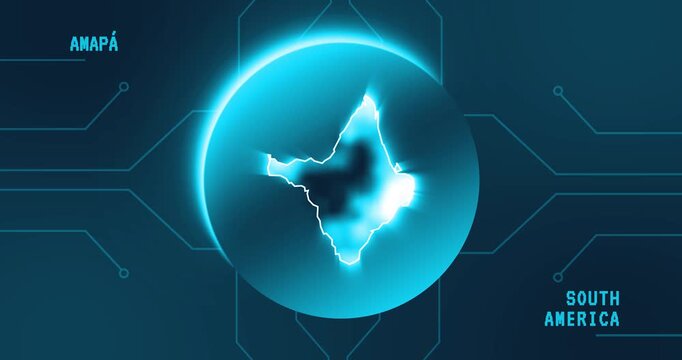 Amapa Map - Brazil South America technology concept Minimalist Glitch Effect