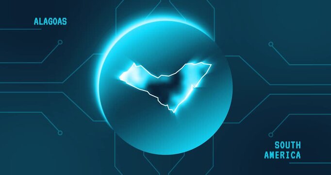 Alagoas Map - Brazil South America technology concept Minimalist Glitch Effect