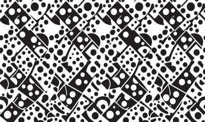Fototapeta premium Black and White Abstract Polka Dot Domino Geometric Seamless Pattern Background