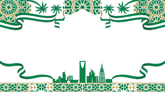 Saudi arabia national day background with riyadh skyline