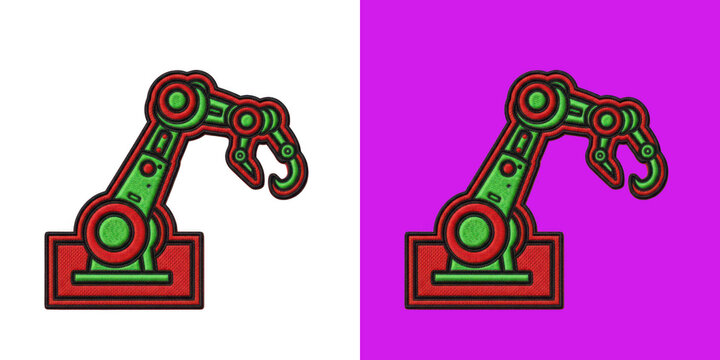 Industrial robotic arm embroidered patch badge for manufacturing