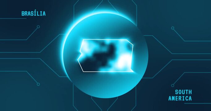 Brasilia Map - Brazil South America technology concept Minimalist Glitch Effect