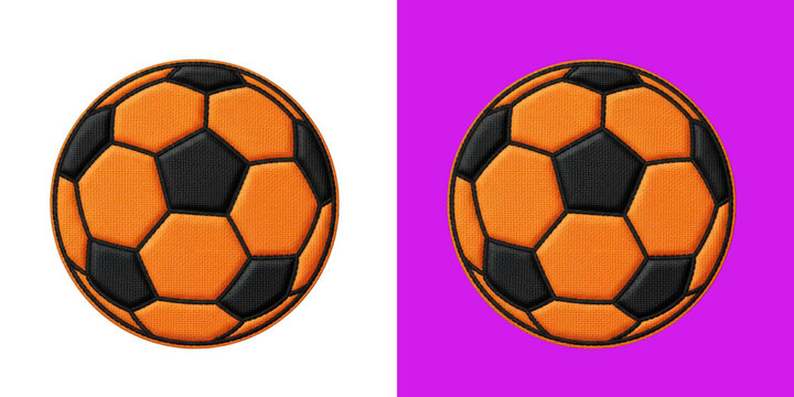 Orange and black embroidered soccer ball sports badge patch