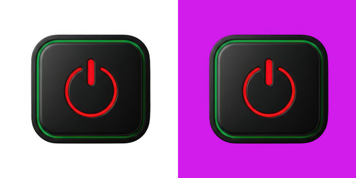 Modern electronic power button switch with glowing light transparent png