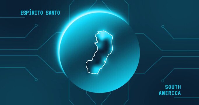 Espirito Santo Map - Brazil South America technology concept Minimalist Glitch Effect
