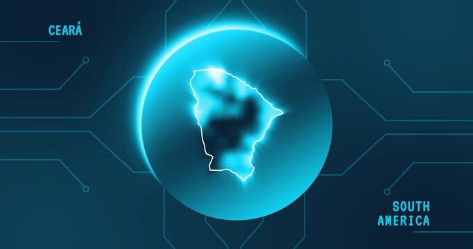Ceara Map - Brazil South America technology concept Minimalist Glitch Effect