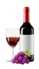 Fototapeta premium PNG 3D red wine bottle, element illustration, transparent background