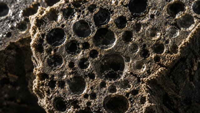 100mm Macro Photography of Solid Syntactic Buoyancy Foam Matrix Surface