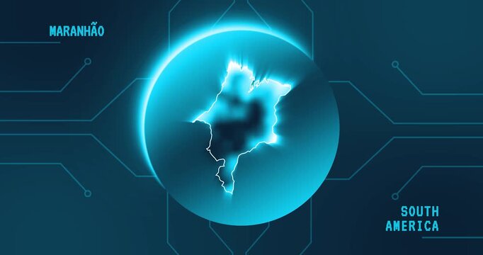 Maranhao Map - Brazil South America technology concept Minimalist Glitch Effect