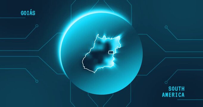 Goias Map - Brazil South America technology concept Minimalist Glitch Effect