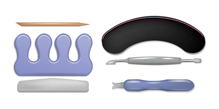 Nail care tools for manicure and pedicure on transparent background
