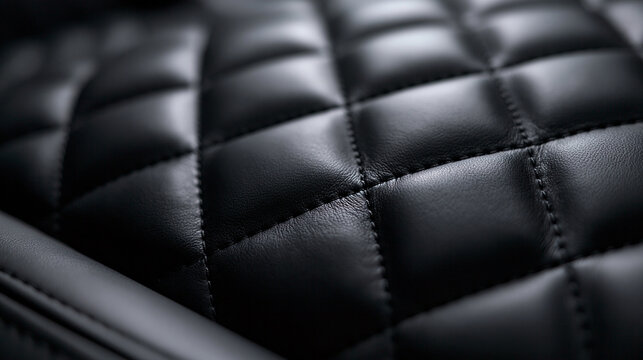 Black Quilted Leather Texture in Luxury Car Interior