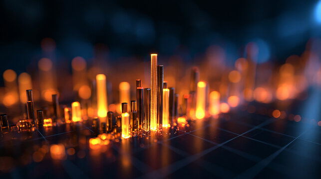 Abstract Glowing Data Bar Graph for Financial Growth