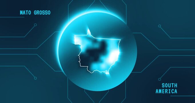 Mato Grosso Map - Brazil South America technology concept Minimalist Glitch Effect