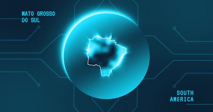 Mato Grosso do Sul Map - Brazil South America technology concept Minimalist Glitch Effect