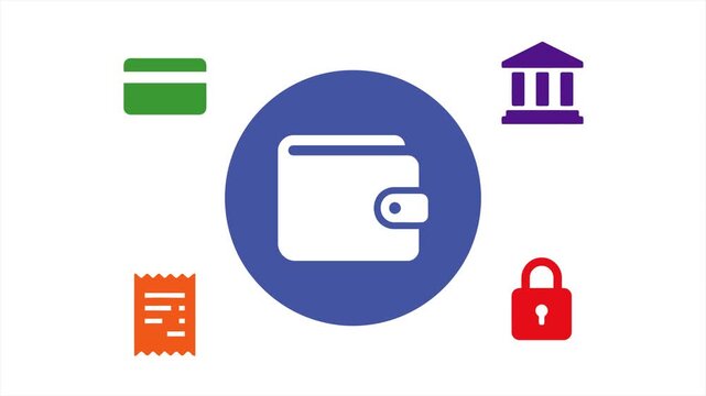 E wallet financial transaction vector with receipt card bank lock