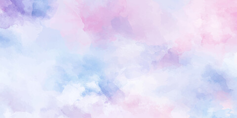 Fototapeta premium Abstract watercolor splashes in soft pastel hues of pink, purple, and blue blend harmoniously, creating a dreamy and ethereal backdrop perfect for creative expression.
