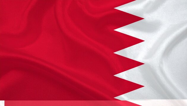 Bahrain flag features a serrated white band against a deep red background with a soft silk texture.
