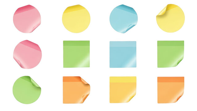 Colorful sticky notes and paper labels set