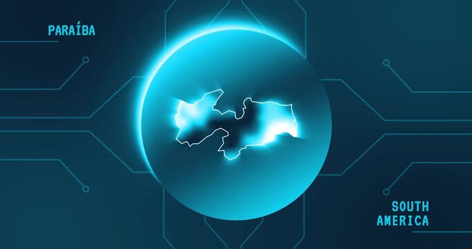 Paraiba Map - Brazil South America technology concept Minimalist Glitch Effect