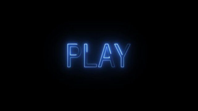 Glowing blue led light font typography displaying PLAY for gaming or entertainment