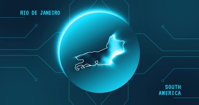 Rio de Janeiro Map - Brazil South America technology concept Minimalist Glitch Effect