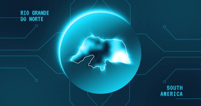 Rio Grande do Norte Map - Brazil South America technology concept Minimalist Glitch Effect