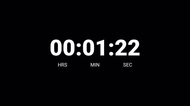 Ninty seconds countdown animation, Ninty second countdown timer video from 90 to 0 second on transparent background,1.5 minute timer counts hours minutes seconds in 60 seconds in 4k with alpha channel