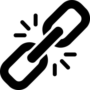 Black metal chain link icon symbol isolated on transparent background