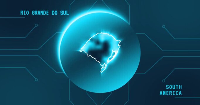 Rio Grande do Sul Map - Brazil South America technology concept Minimalist Glitch Effect