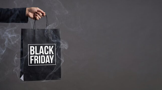 Black Friday shopping bag with smoke effect
