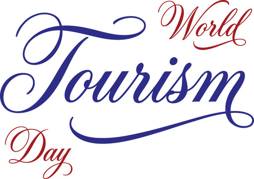 World Tourism Day text vector design with script lettering