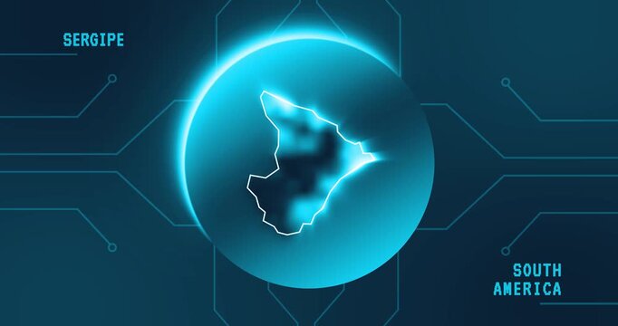 Sergipe Map - Brazil South America technology concept Minimalist Glitch Effect