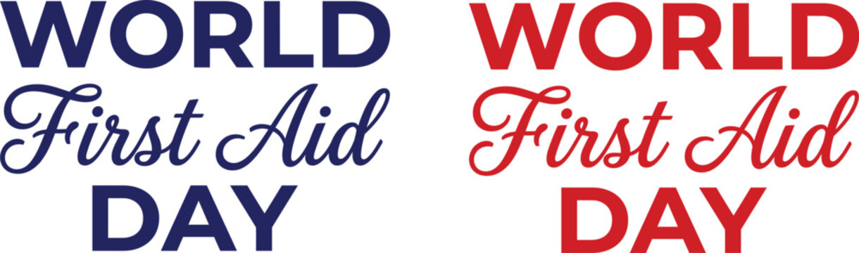 World First Aid Day text vector design with script lettering