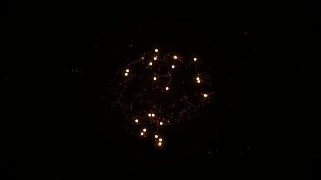 Bright orange firework exploding in the dark night sky during a celebration 4K Motion Video