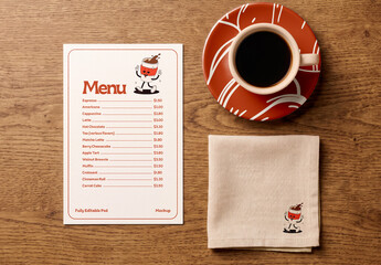 Coffee Shop Menu Card Mockup