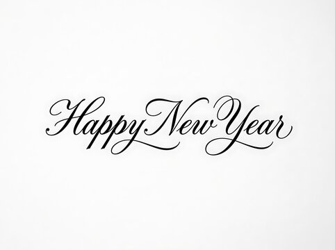 Elegant black calligraphy happy new year text
