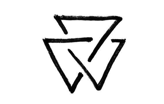 Celtic Knot Valknut Triangle Doodle Line Drawing Black and White Vector