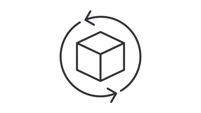 Continuous delivery outline animation. Parcel update process animated icon. Software engineering approach. Code changes before release. Flat line motion graphic loop on transparent white