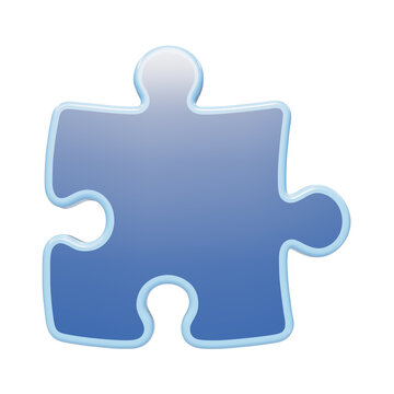A glossy 3D icon of a single puzzle piece, rendered with a smooth rounded style on a transparent background isolated on a transparent background