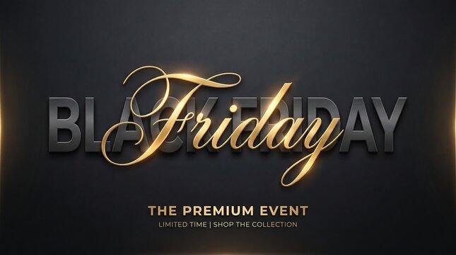 Black friday sale event premium typography gold lettering dark background