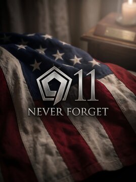 Remembering september eleventh a patriotic tribute with american flag and memorial