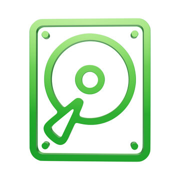 Green hard drive icon isolated on transparent background for digital storage design