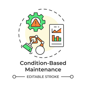Condition based maintenance multi color concept icon. Smart factory operations tracking. Round shape line illustration. Abstract idea. Graphic design. Easy to use in infographic, presentation