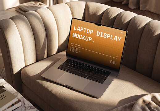 Cozy Home Laptop Display Mockup with Natural Window Shadows